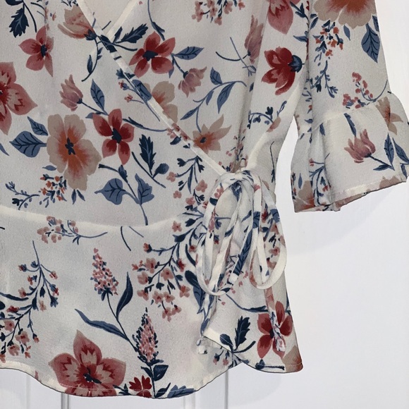 ** S O L D ** Floral Side-Tie Blouse - Picture 3 of 5
